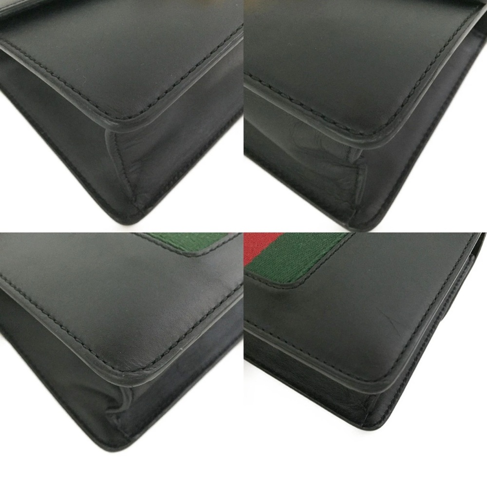 💃Authentic GUCCI Sylvie Mini Sherry Line Leather Chain Shoulder Bag Black - Picture 6 of 11